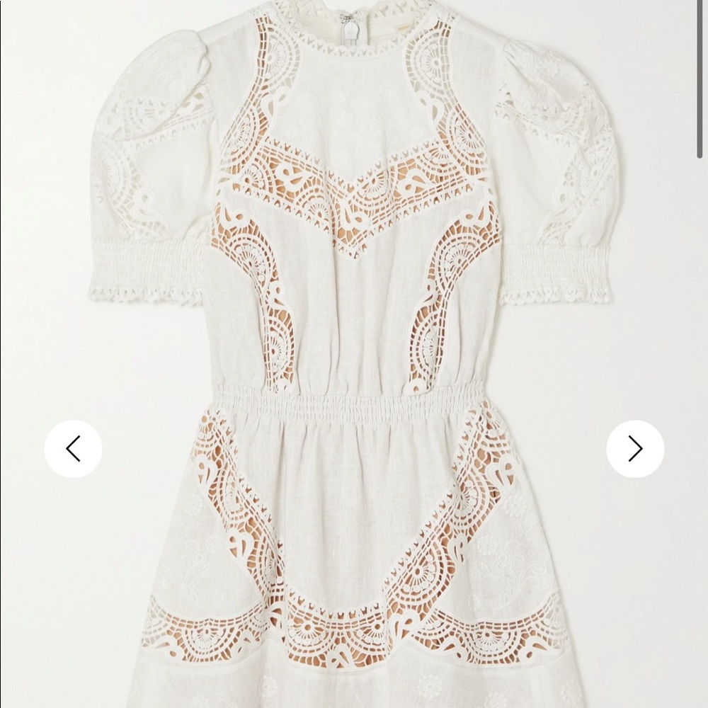 SALE! NWT MICHAEL MICHAEL KORS
Crochet-trimmed embroidered hemp mini dress